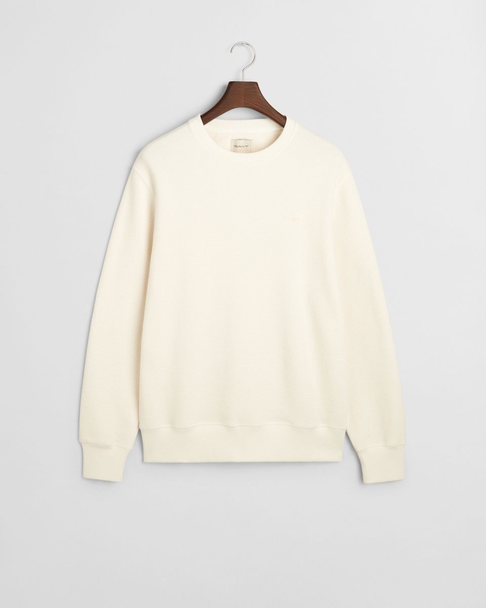 Waffle Textured Rundhals-Sweatshirt