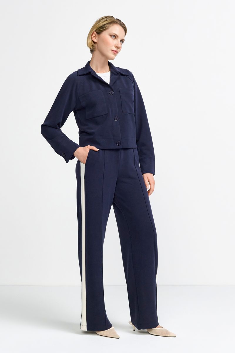 Scuba Wide Leg Pants with gallon striped