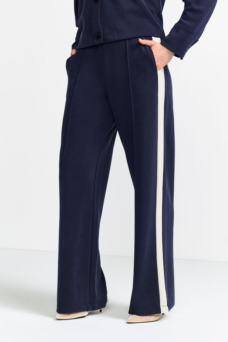 Scuba Wide Leg Pants with gallon striped